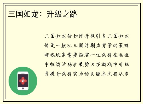 三国如龙：升级之路